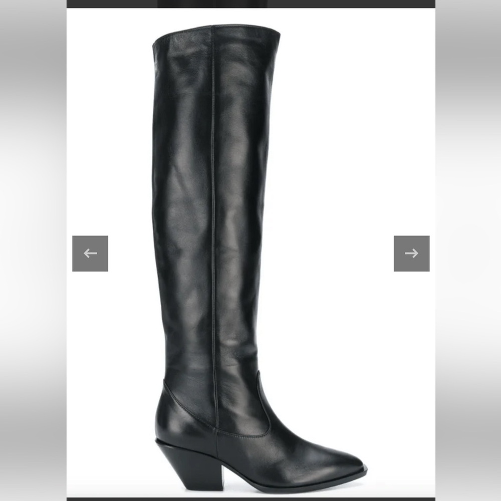 BRAND NEW IN BOX Giuseppe Zanetti Tall Black Leather Boots Western Style…